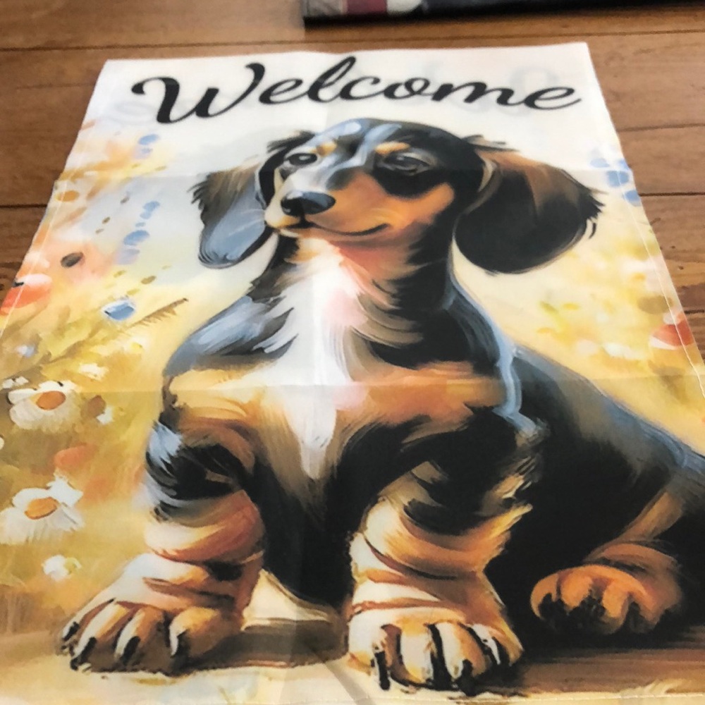 Welcome Dachshund Dog Garden Flag